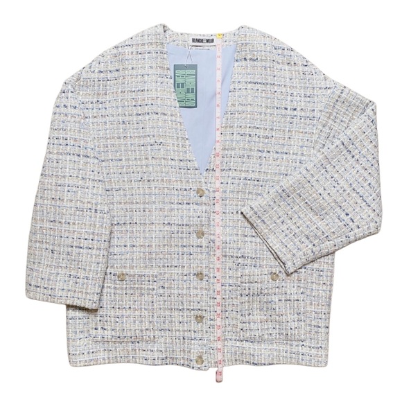 Bundle Blue Tweed Jacket and Mini Skort Skirt Fall Outfit Set Size 6 Medium - Picture 12 of 14